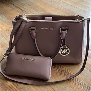 Michael Kors SM Sutton Dusty Rose Satchel & Wallet